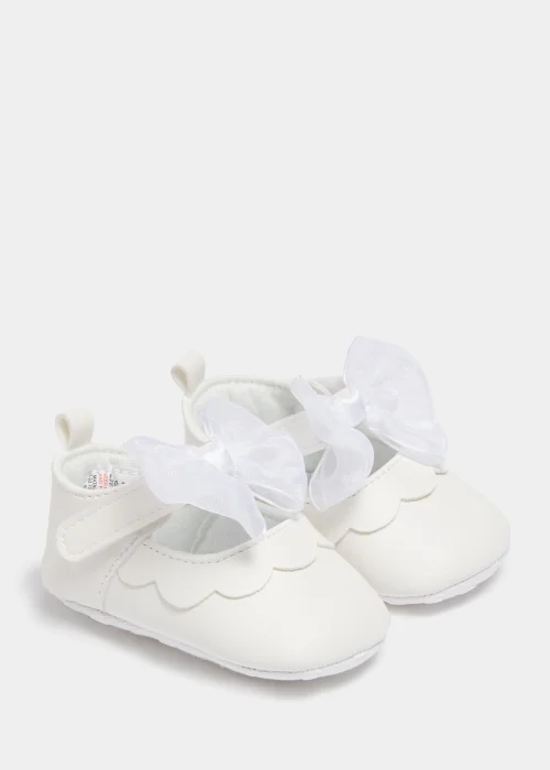 White Bow Soft Sole Baby Ballet Flats (Newborn-18mths) - Age 0 - 3 Months Image 1