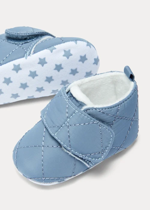 Blue Nylon Soft Sole Baby Shoes (Newborn-18mths) - Age 0 - 3 Months Image 2
