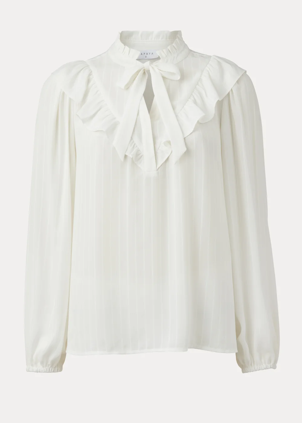 White Tie Neck Blouse - Size 8 Image 5