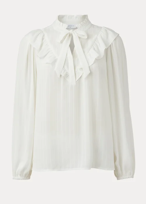 White Tie Neck Blouse - Size 8 Image 5
