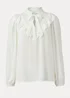 White Tie Neck Blouse - Size 8 Image 5