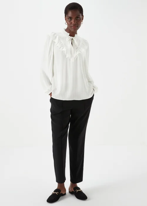 White Tie Neck Blouse - Size 8 Image 1