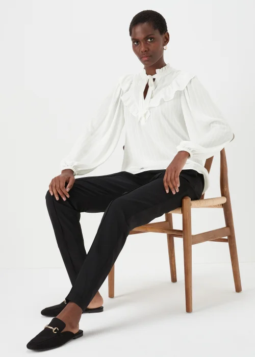 White Tie Neck Blouse - Size 8 Image 4