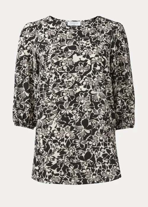 Black Floral Print Bubble Box Top - 8 Image 5
