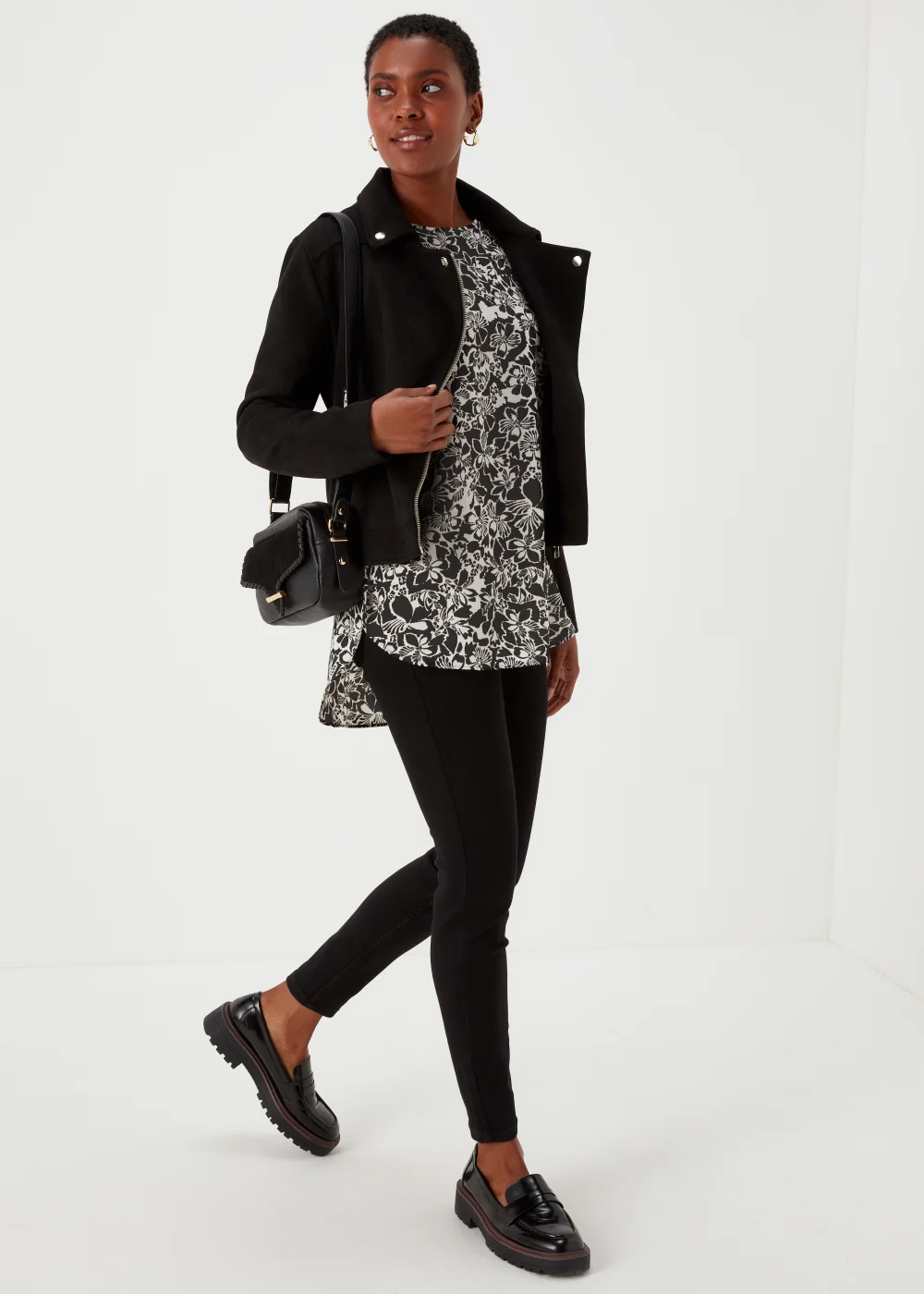 Black Floral Print Bubble Box Top - 8 Image 4