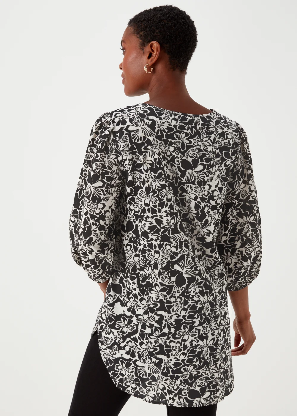 Black Floral Print Bubble Box Top - 8 Image 2