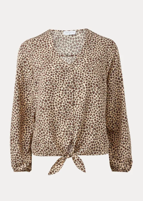 Stone Animal Print Tie Front Blouse - 8 Image 5