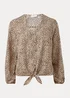 Stone Animal Print Tie Front Blouse - 8 Image 5