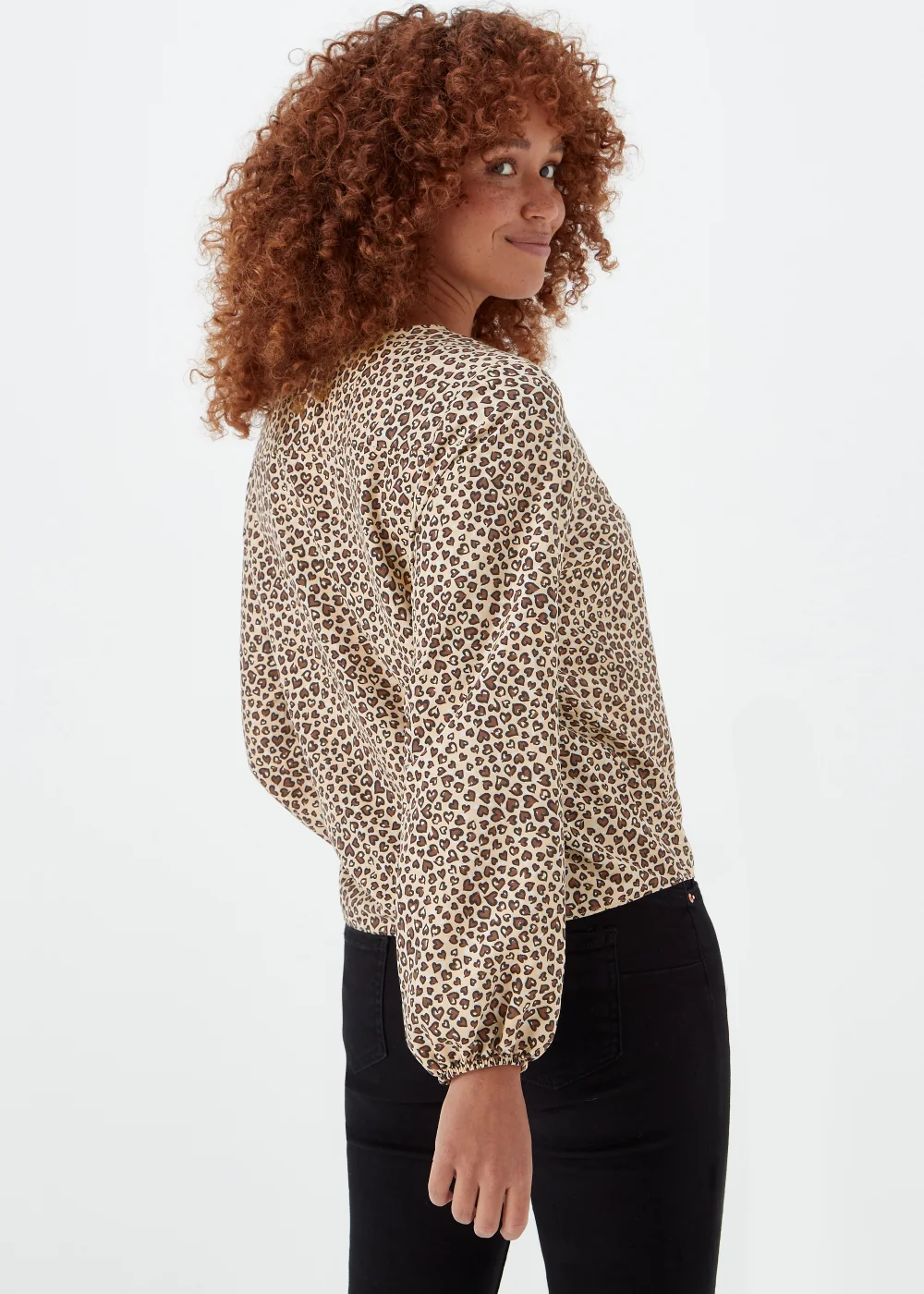 Stone Animal Print Tie Front Blouse - 8 Image 2