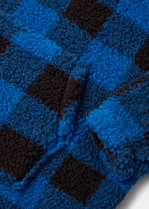 Boys Blue Check Borg Snuggle Hoodie (Small-Large) - Small/Medium Image 2