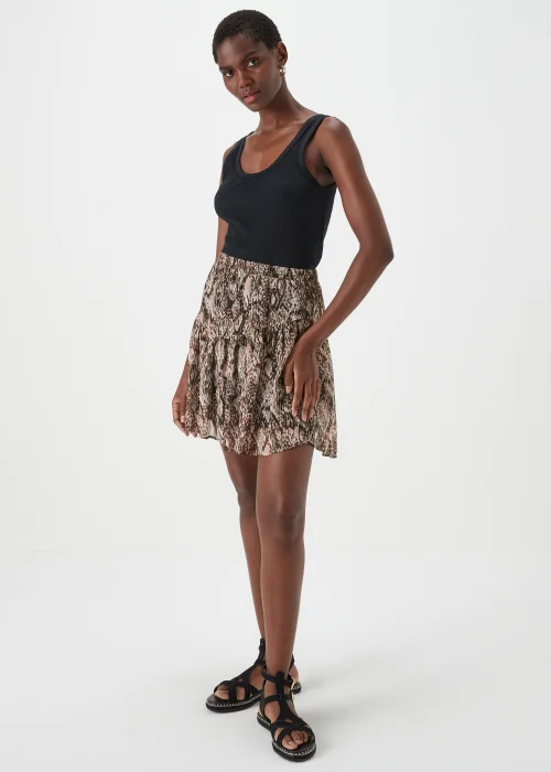 Black Snake Print Chiffon Mini Skirt - Size 8 Image 1
