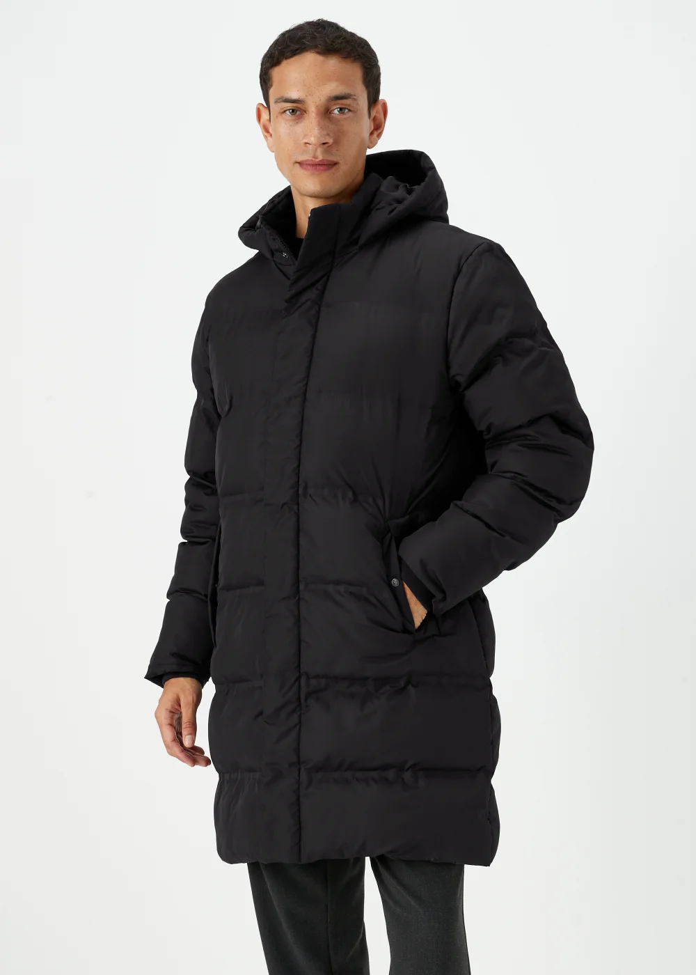Black Long Length Showerproof Puffer Coat - S Image 1