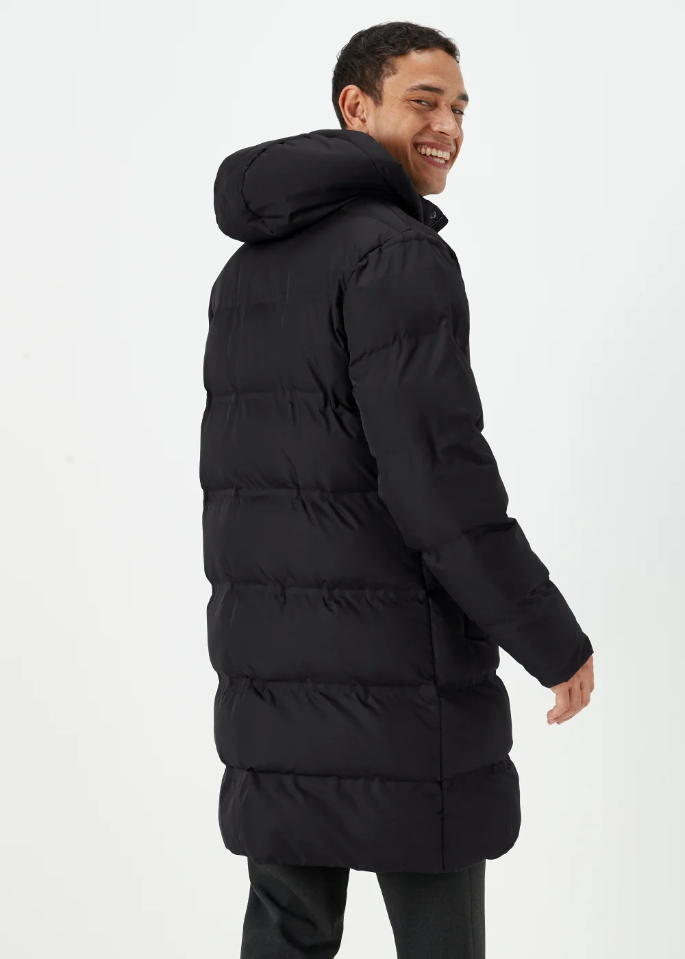 Black Long Length Showerproof Puffer Coat - S Image 2