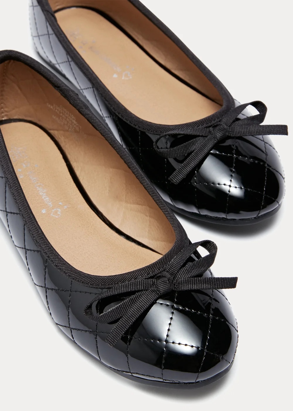 Girls Black Quilted Ballet Flats (Younger 12-Older 5) - Size 1 Image 2