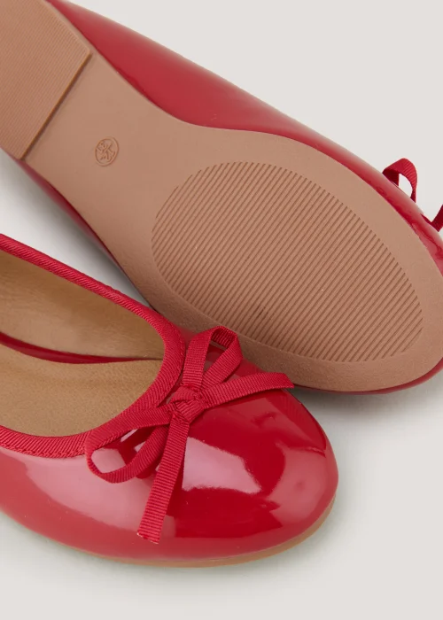 Girls Red Patent Bow Ballet Flats (Younger 12-Older 5) - Size 1 Image 2