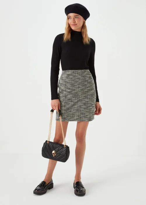 Black Textured Boucle Mini Skirt - 8 Image 4