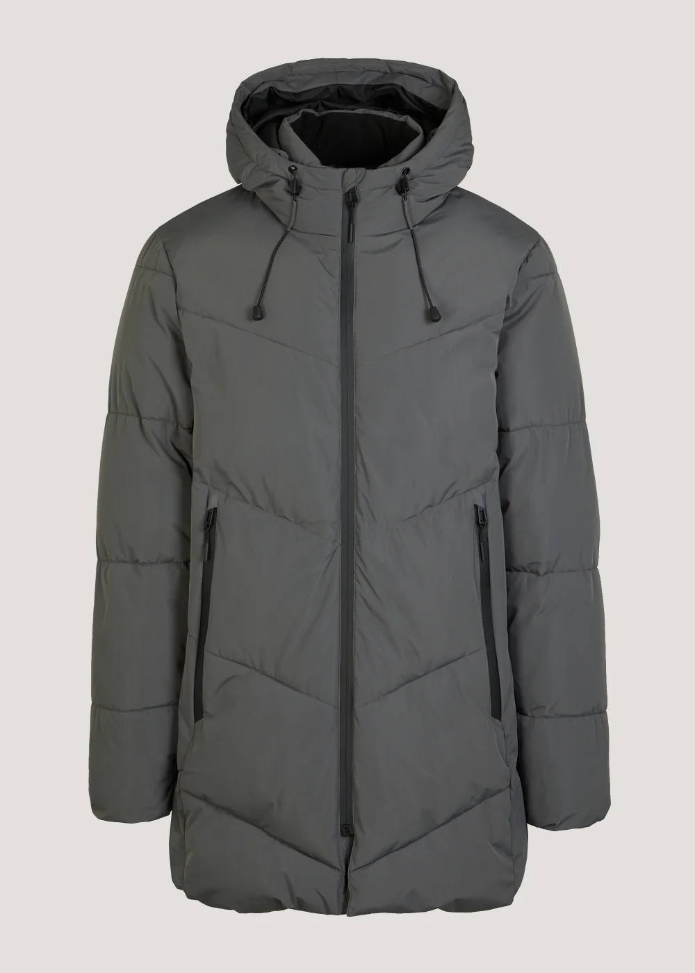 Grey Longline Water-Resistant Puffer Coat - S Image 1