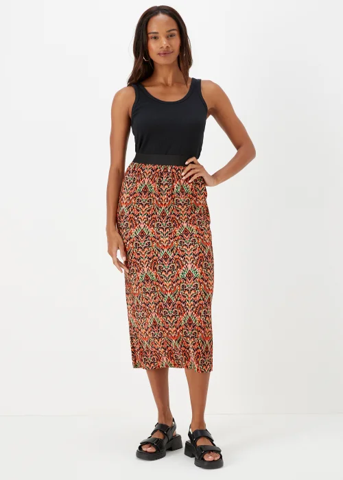 Multicoloured Aztec Print Plisse Midi Skirt - 8 Image 1