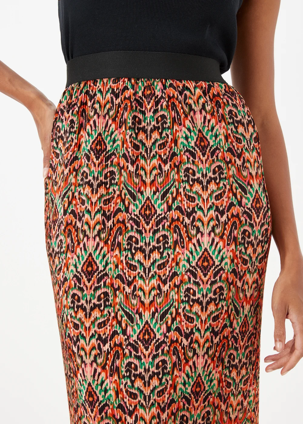 Multicoloured Aztec Print Plisse Midi Skirt - 8 Image 3