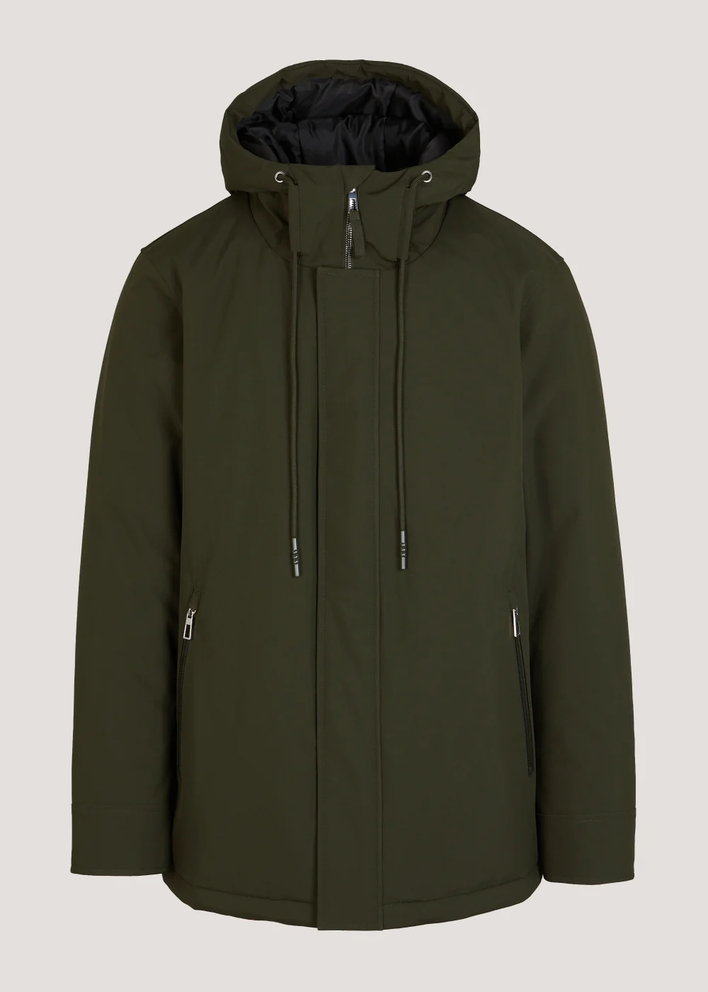 Khaki Wadded Showerproof Parka Coat - S Image 5
