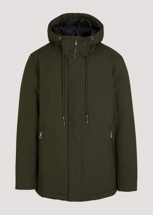 Khaki Wadded Showerproof Parka Coat - S Image 5