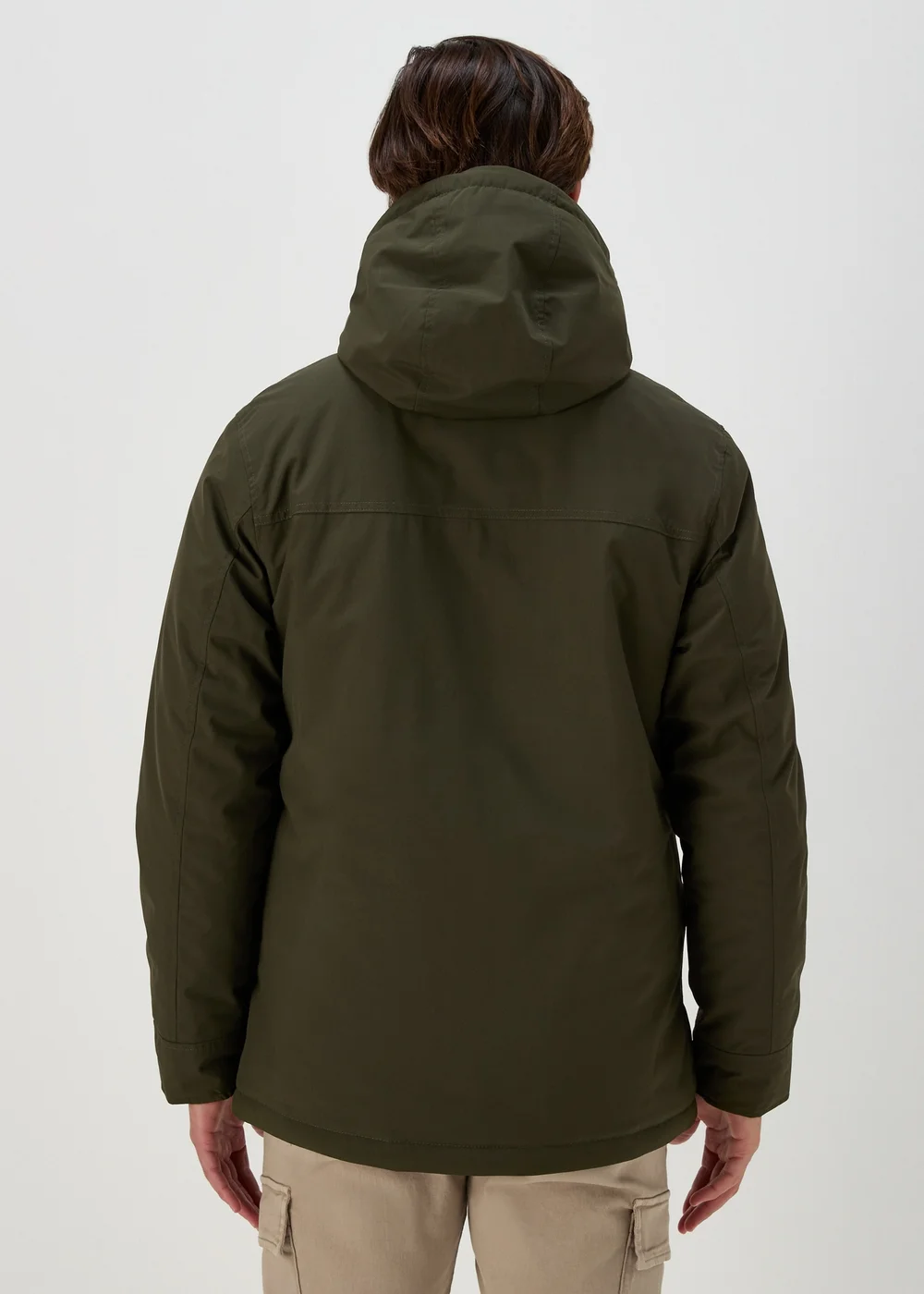 Khaki Wadded Showerproof Parka Coat - S Image 2