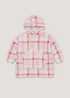 Girls Pink Check Borg Snuggle Hoodie (4-13yrs) - Small/Medium Image 1