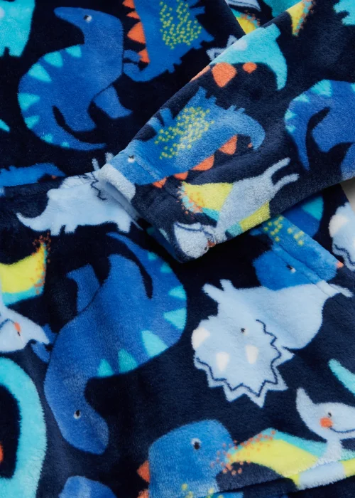 Boys Blue Dinosaur Print Snuggle Hoodie (4-13yrs) - Small/Medium Image 2