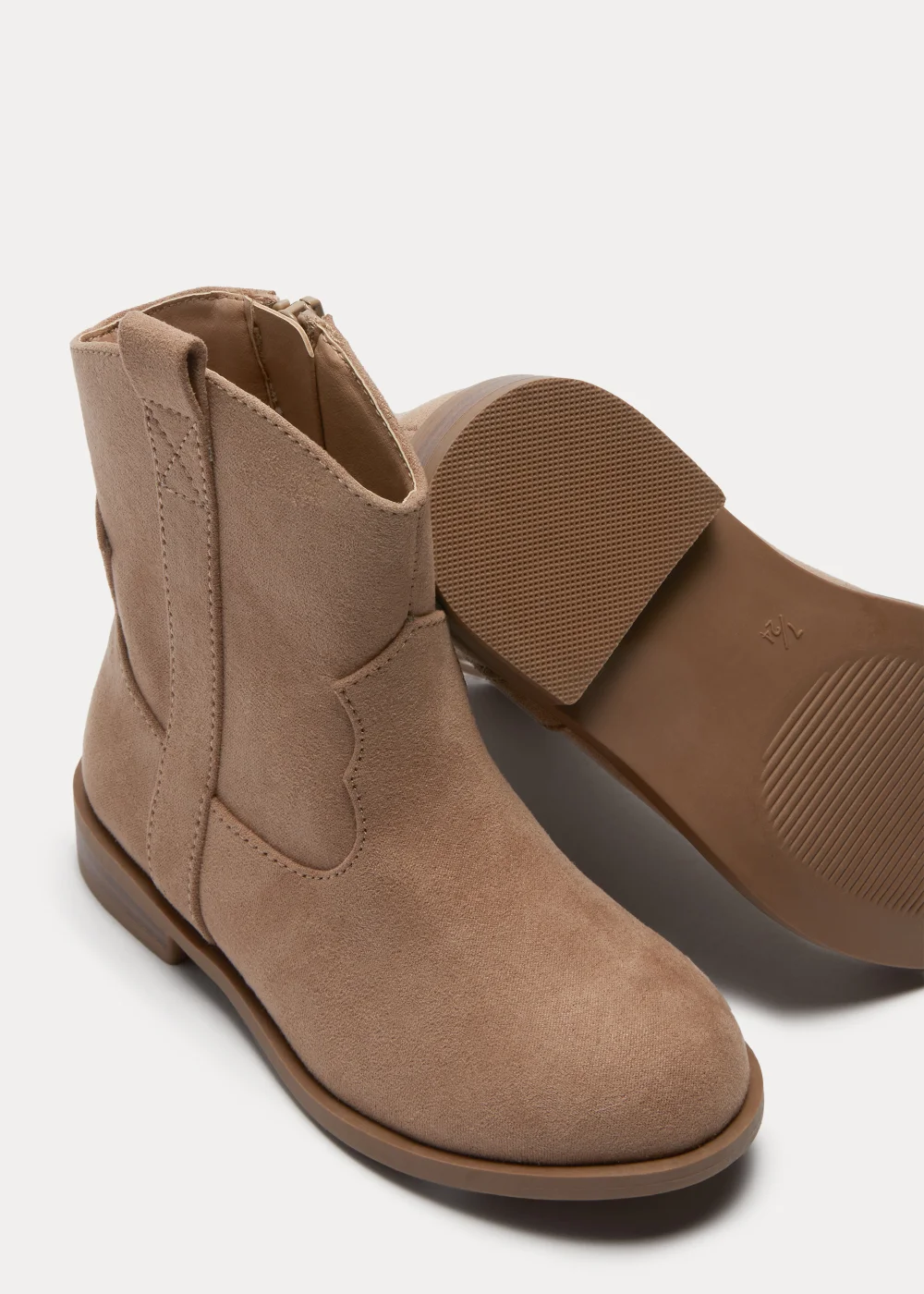 Girls Tan Western Ankle Boots (Younger 4-9) - Size 4 Infants Image 2