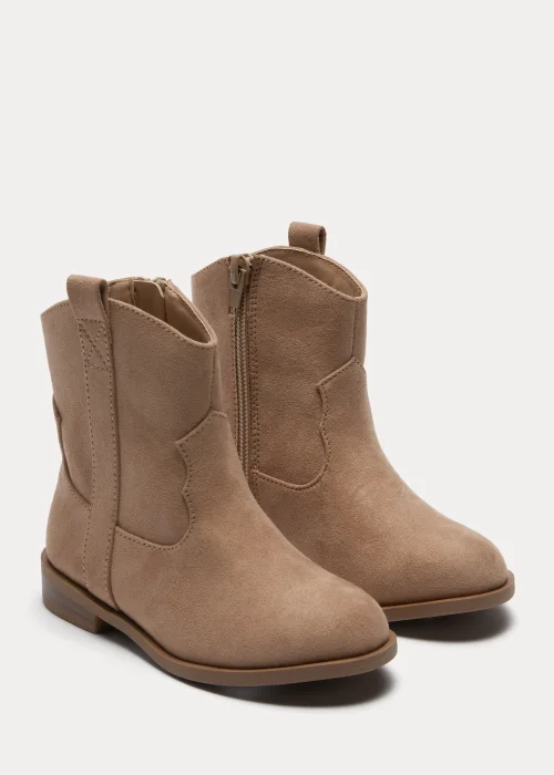 Girls Tan Western Ankle Boots (Younger 4-9) - Size 4 Infants Image 1