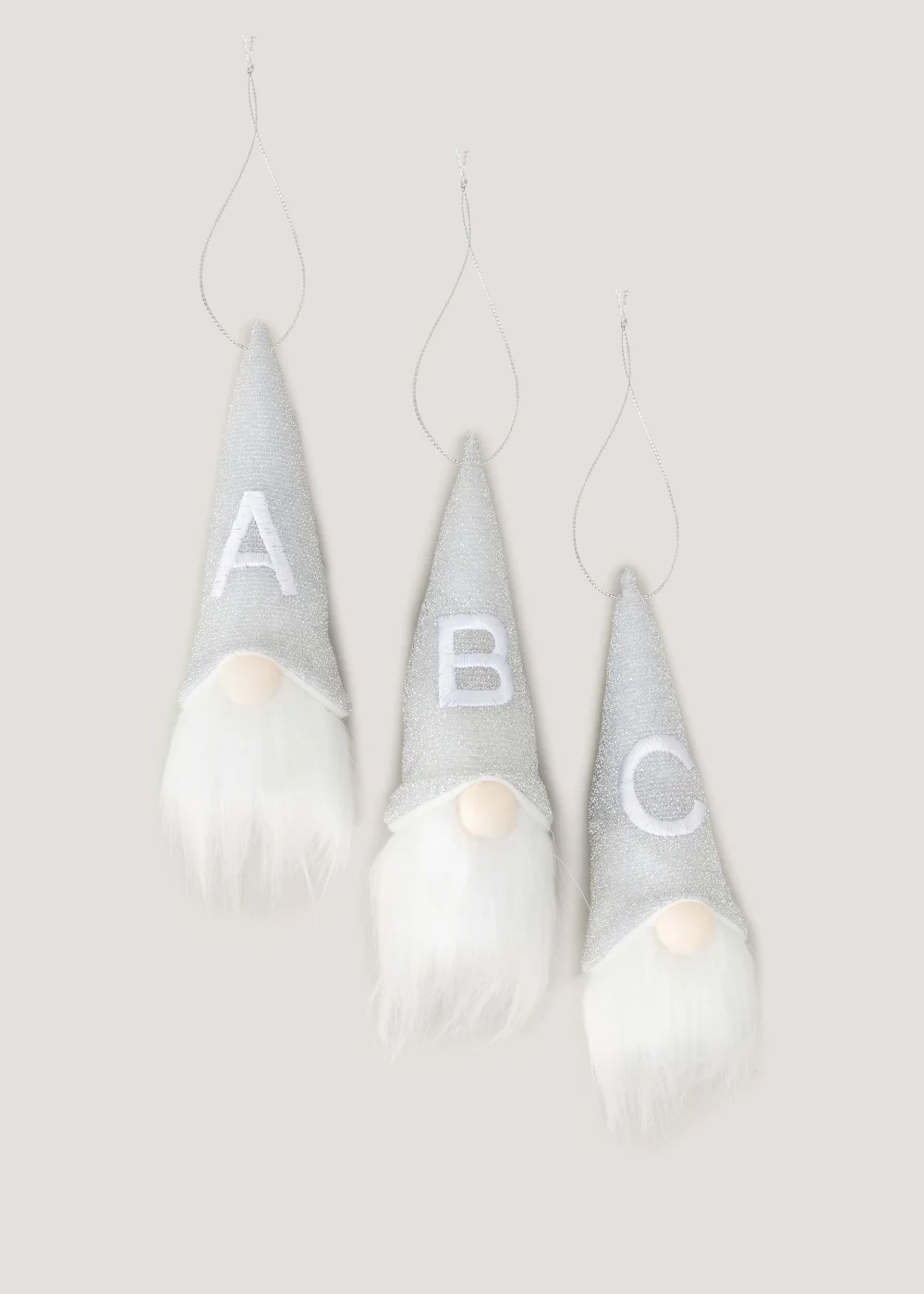 Grey Alphabet Christmas Gonk Tree Decoration (6cm x 6cm x 16cm) - S Image 1