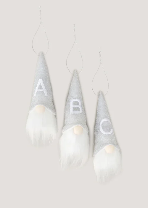 Grey Alphabet Christmas Gonk Tree Decoration (6cm x 6cm x 16cm) - S Image 1