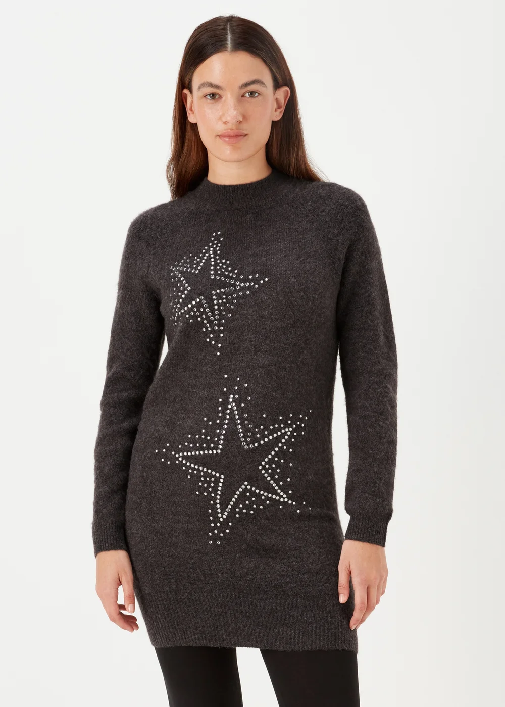 Charcoal Star Embellished Tunic Dress - XS Image 1