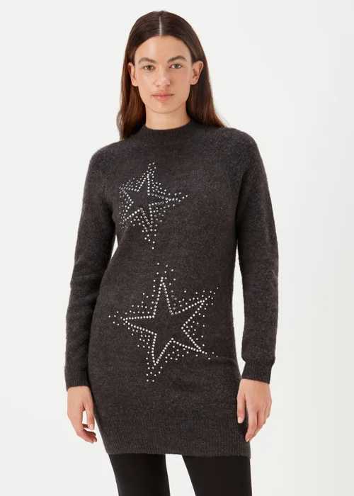 Charcoal Star Embellished Tunic Dress - XS Image 1