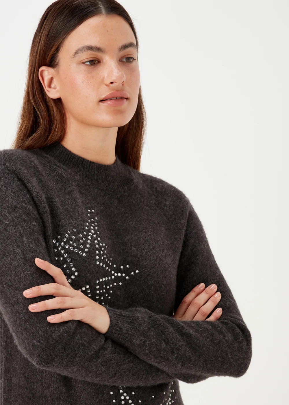 Charcoal Star Embellished Tunic Dress - XS Image 3