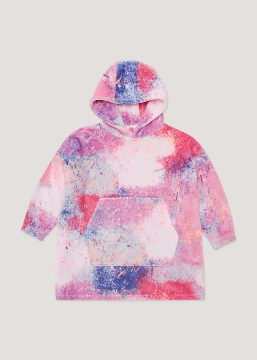 Girls Multicoloured Splatter Print Snuggle Hoodie (4-13yrs) - Small/Medium Image 1