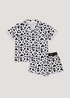Girls Black & White Heart Print Short Pyjama Set - Age 4 Years Image 1