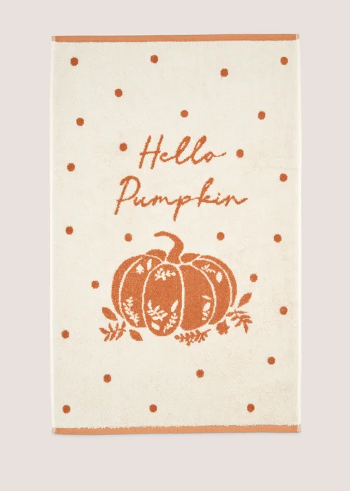 Orange Hello Pumpkin Towel - Bath Towel Image 1