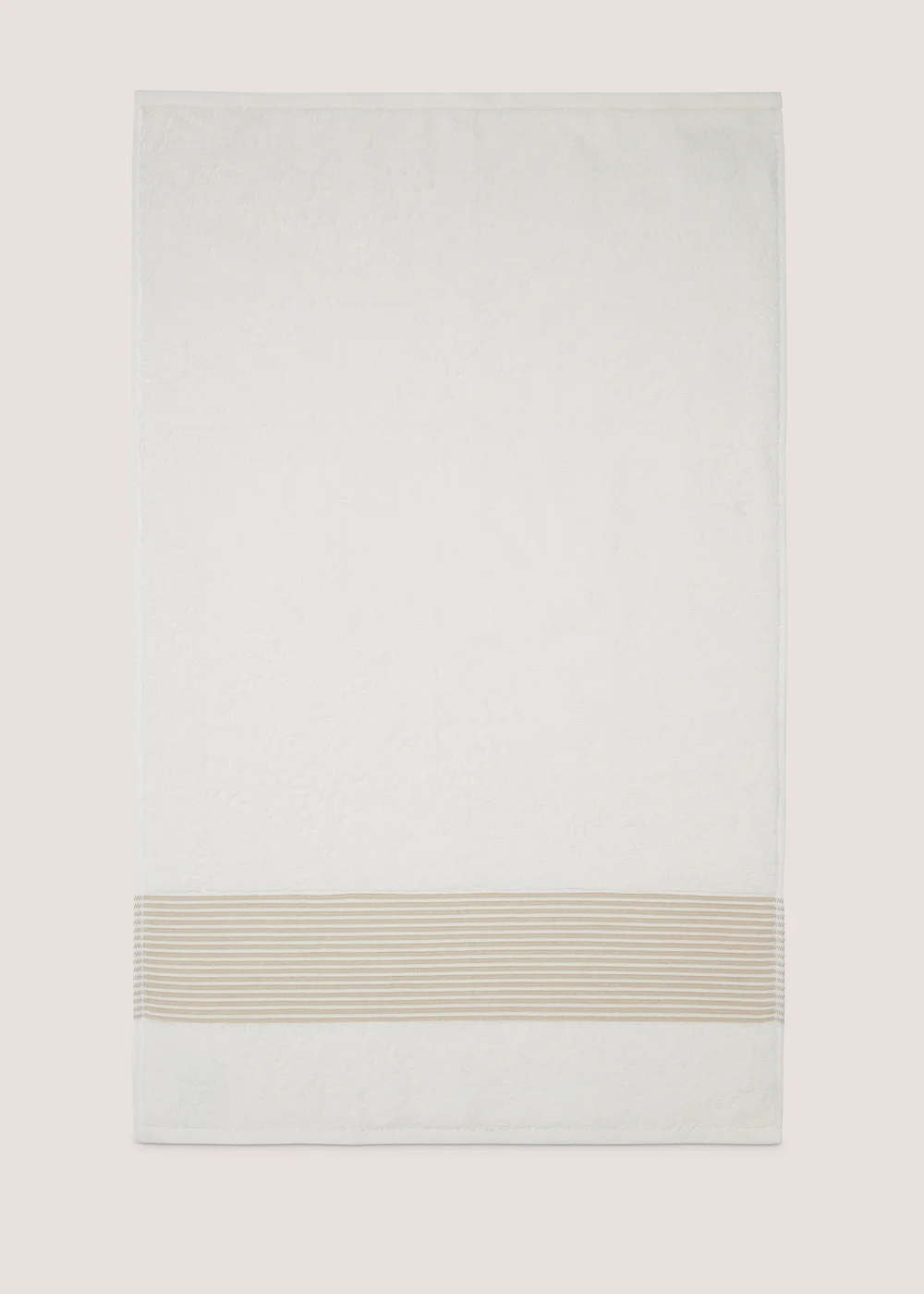 White & Beige Linen Border Towel - Hand Towel Image 1
