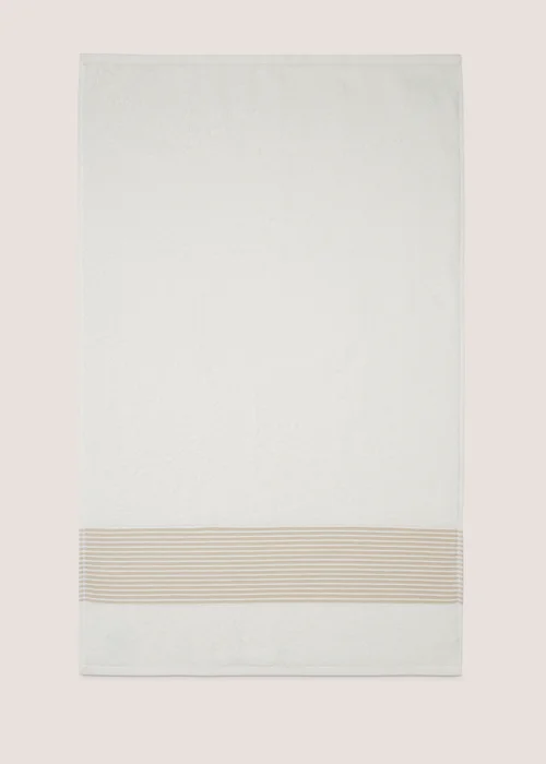 White & Beige Linen Border Towel - Hand Towel Image 1