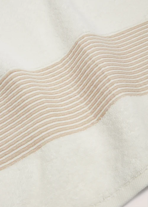 White & Beige Linen Border Towel - Hand Towel Image 2