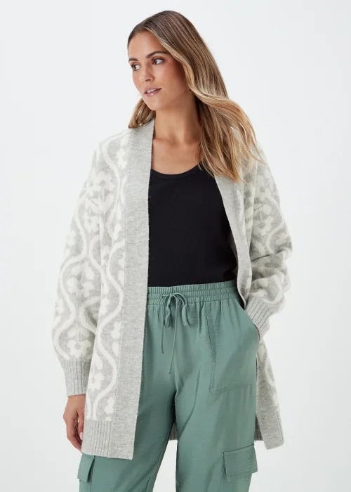Grey Floral Longline Cardigan - XS Image 1