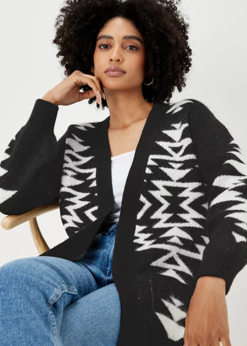 Black Aztec Print Cardigan - XS Image 1
