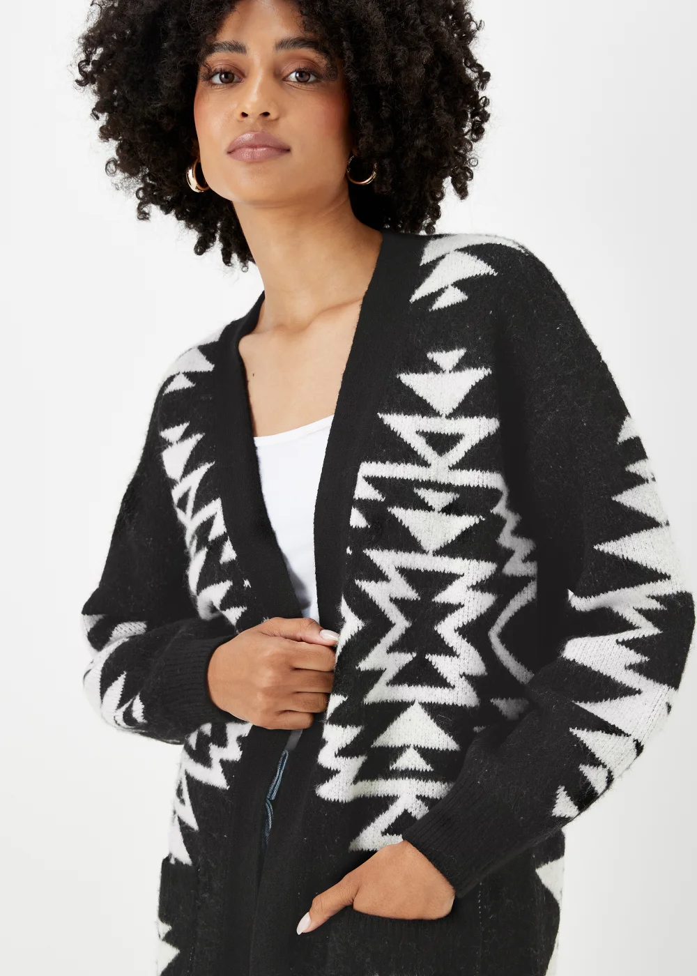 Black Aztec Print Cardigan - XS Image 4