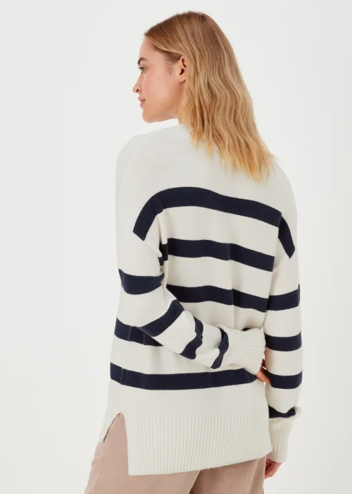 Cream & Navy Stripe Jumper - XS Image 2