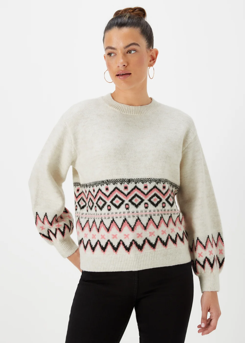 Cream Fairisle Print Jumper - XS Image 1