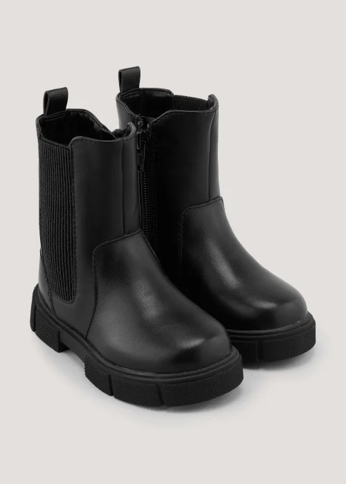 Girls Black Mid Calf Chelsea Boots (Younger 4-9) - 6 Infant Image 1