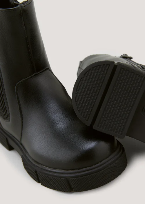 Girls Black Mid Calf Chelsea Boots (Younger 4-9) - 6 Infant Image 2
