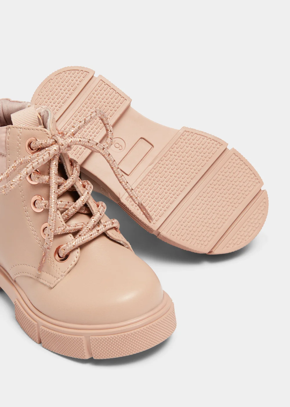 Girls Pink Lace Up Boots (Younger 4-12) - Size 4 Infants Image 2