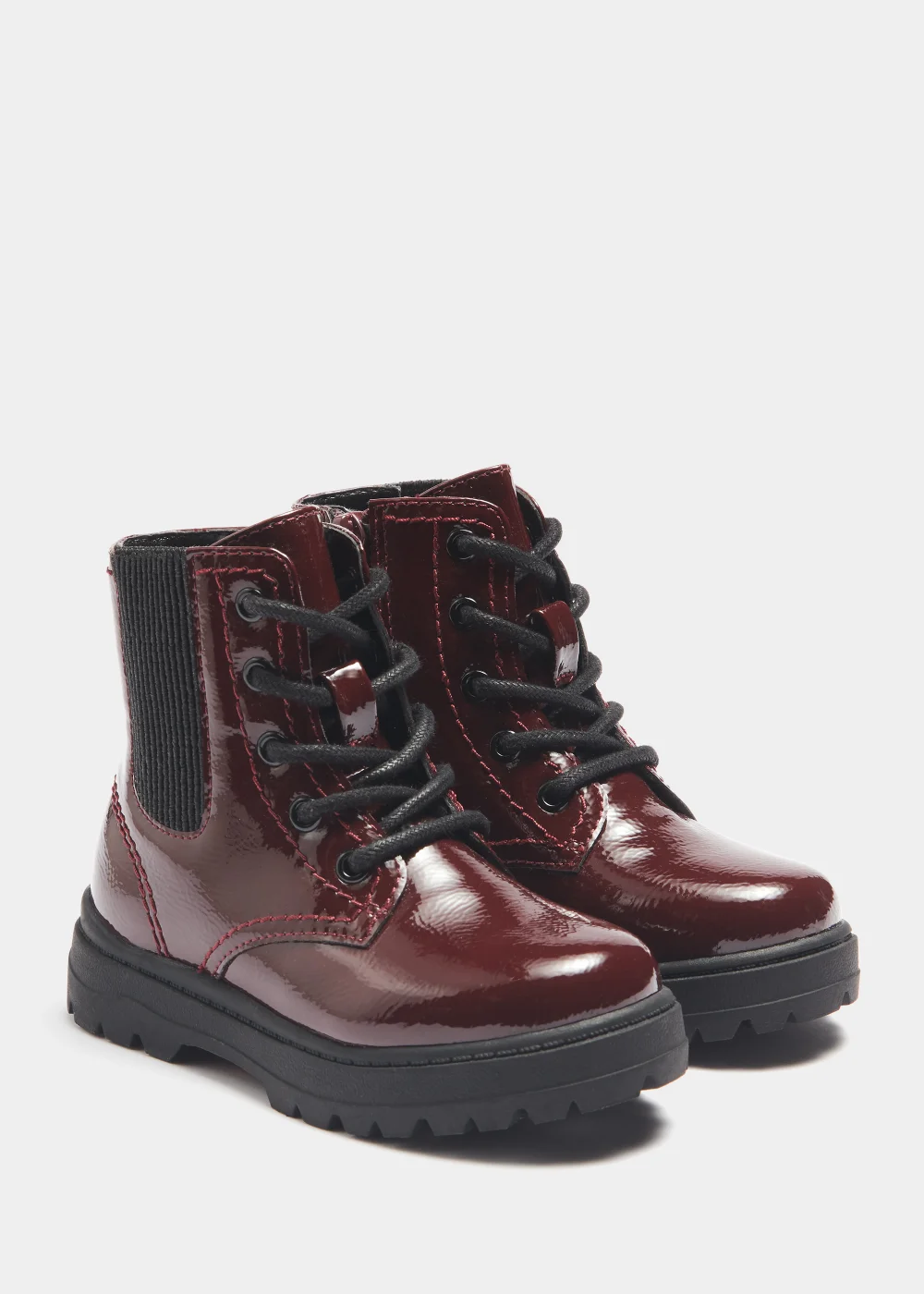 Girls Burgundy Lace Up Boots (Younger 4-12) - Size 4 Infants Image 1